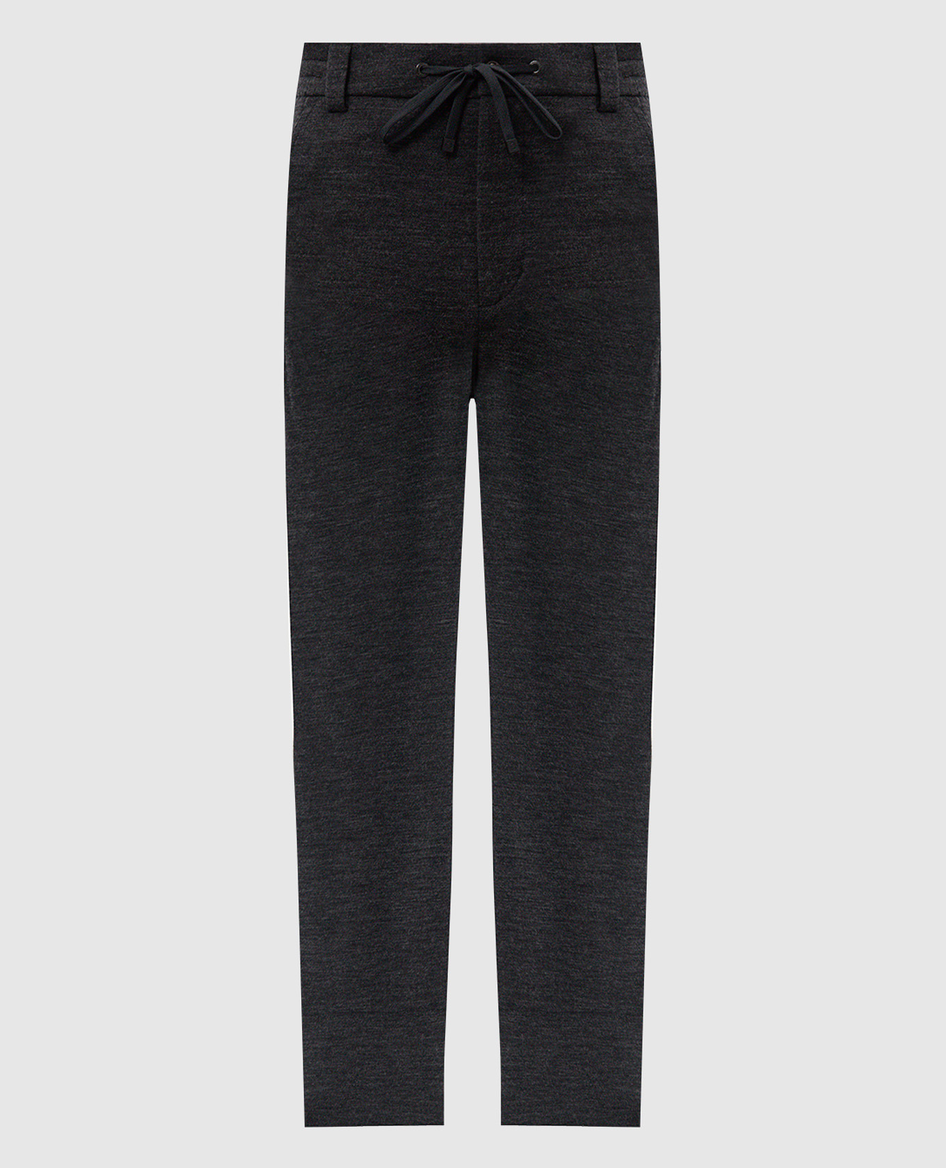 

Gray melange wool trousers with leather logo patch Moncler, Grey