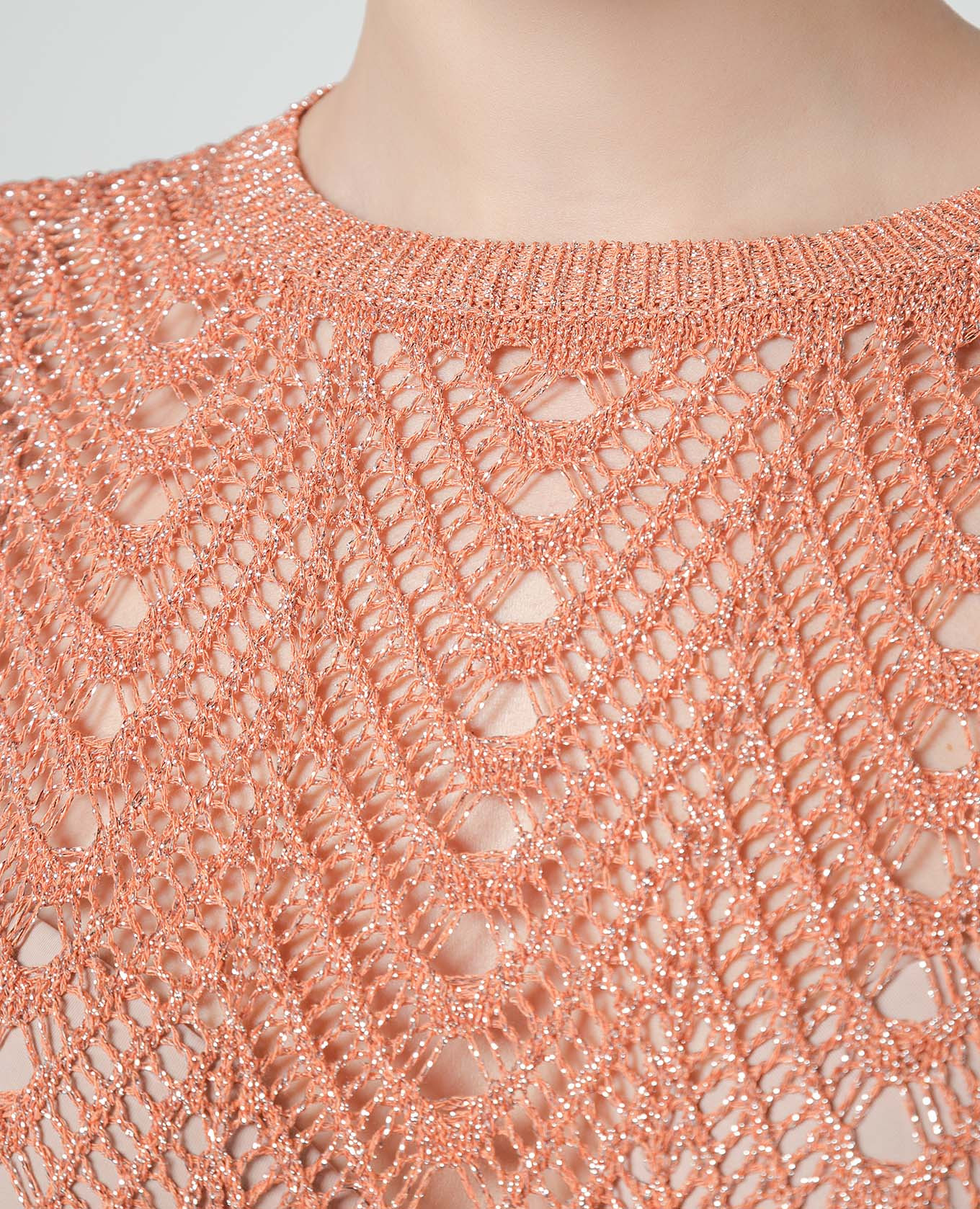 Orange openwork jumper with lurex Twinset 5