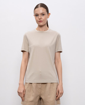 Brunello Cucinelli Beige T-shirt with monil chain MPT81BI100