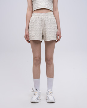 Off-White Beige shorts with logo pattern OWCB05FS25JER001