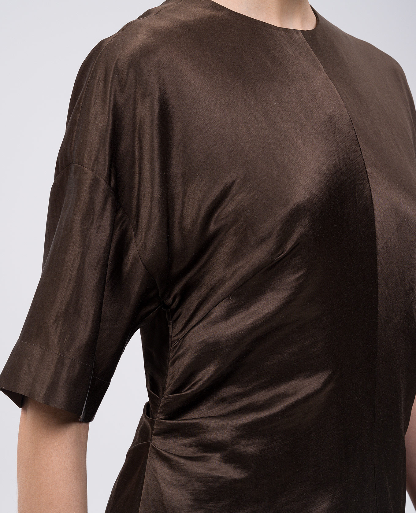 

Brown midi dress RUBY made of linen and silk Lou Lou Studio