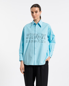 Maison Margiela MM6 Blue shirt with logo print S52DT0047M35152