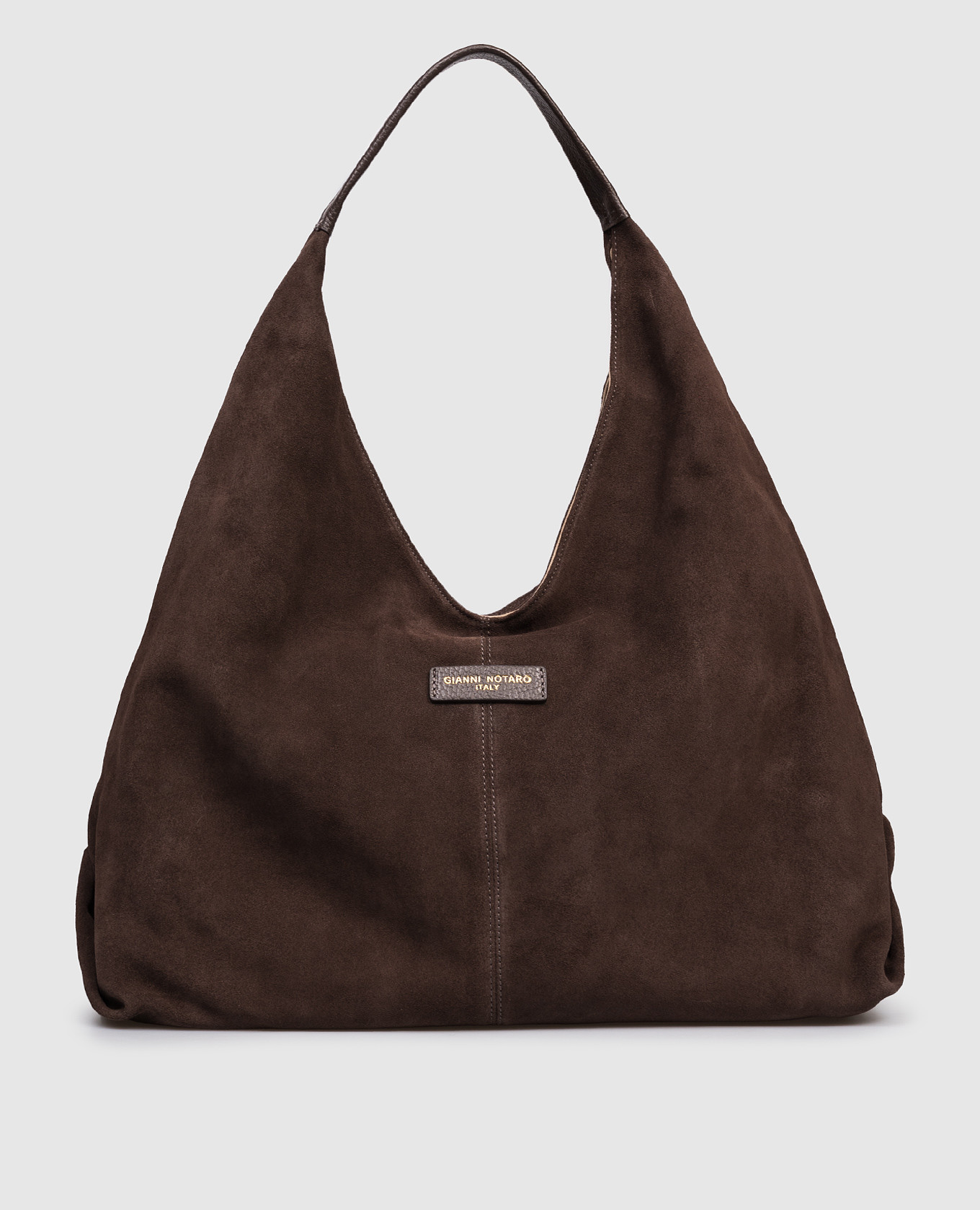 

Brown suede bag with logo patch Gianni Notaro