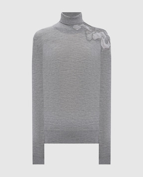 Ermanno Scervino Gray wool turtleneck with appliqué D475M323APATL