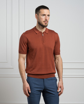 Cashmere&Whiskey Brown polo shirt with silk FS05