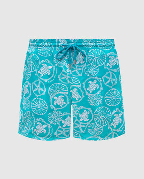 Vilebrequin Blue swim shorts with Oursins Bicolores print MOOCB115