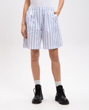 Vetements White striped shorts with logo pattern UA66SS400Lw
