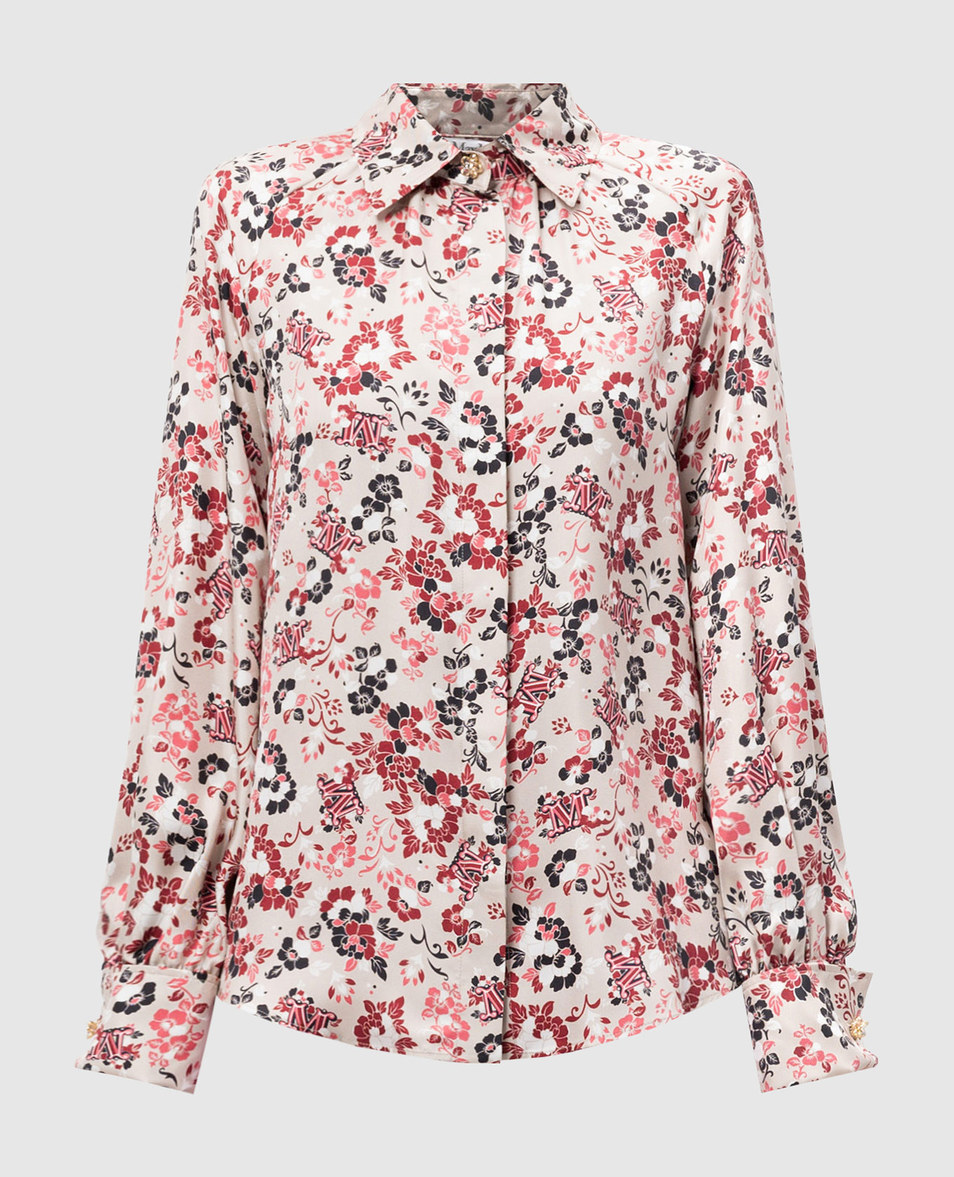 ORCA beige silk blouse with floral print
