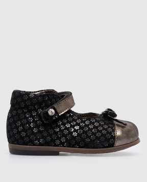 Zecchino D'oro Children's black suede shoes with a floral print N100121722