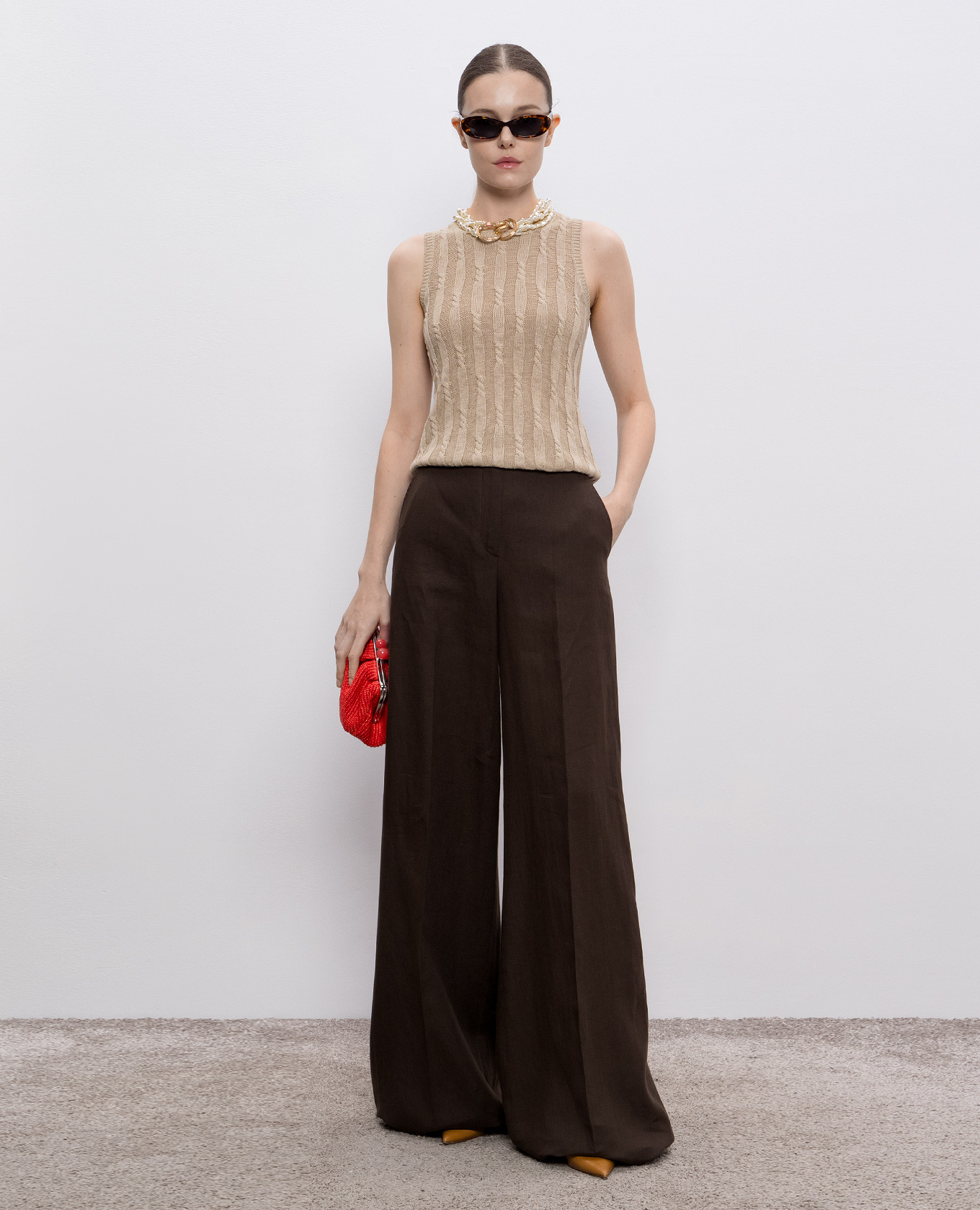 

Brown linen palazzo SEQUOIA Max Mara