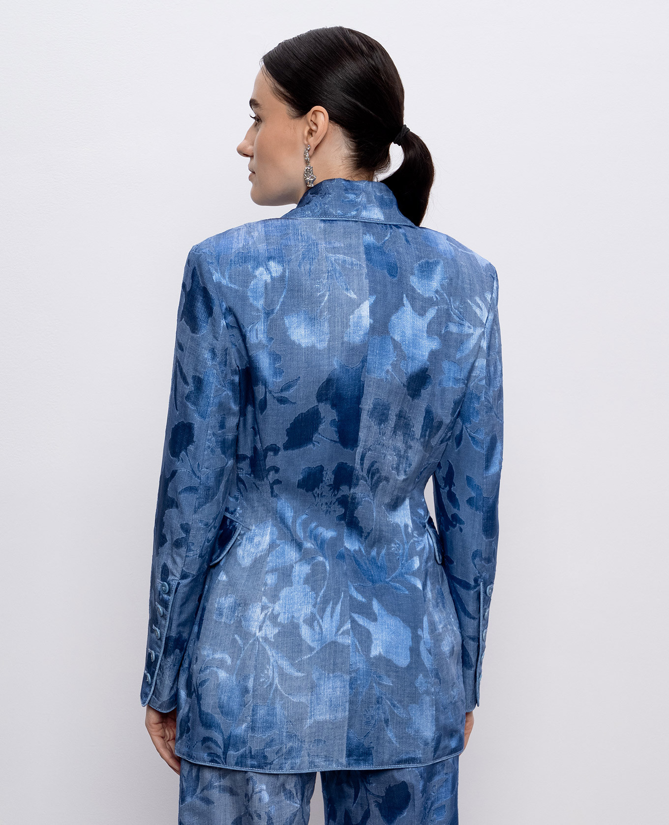 

Blue jacket with patterned silk Ermanno Scervino