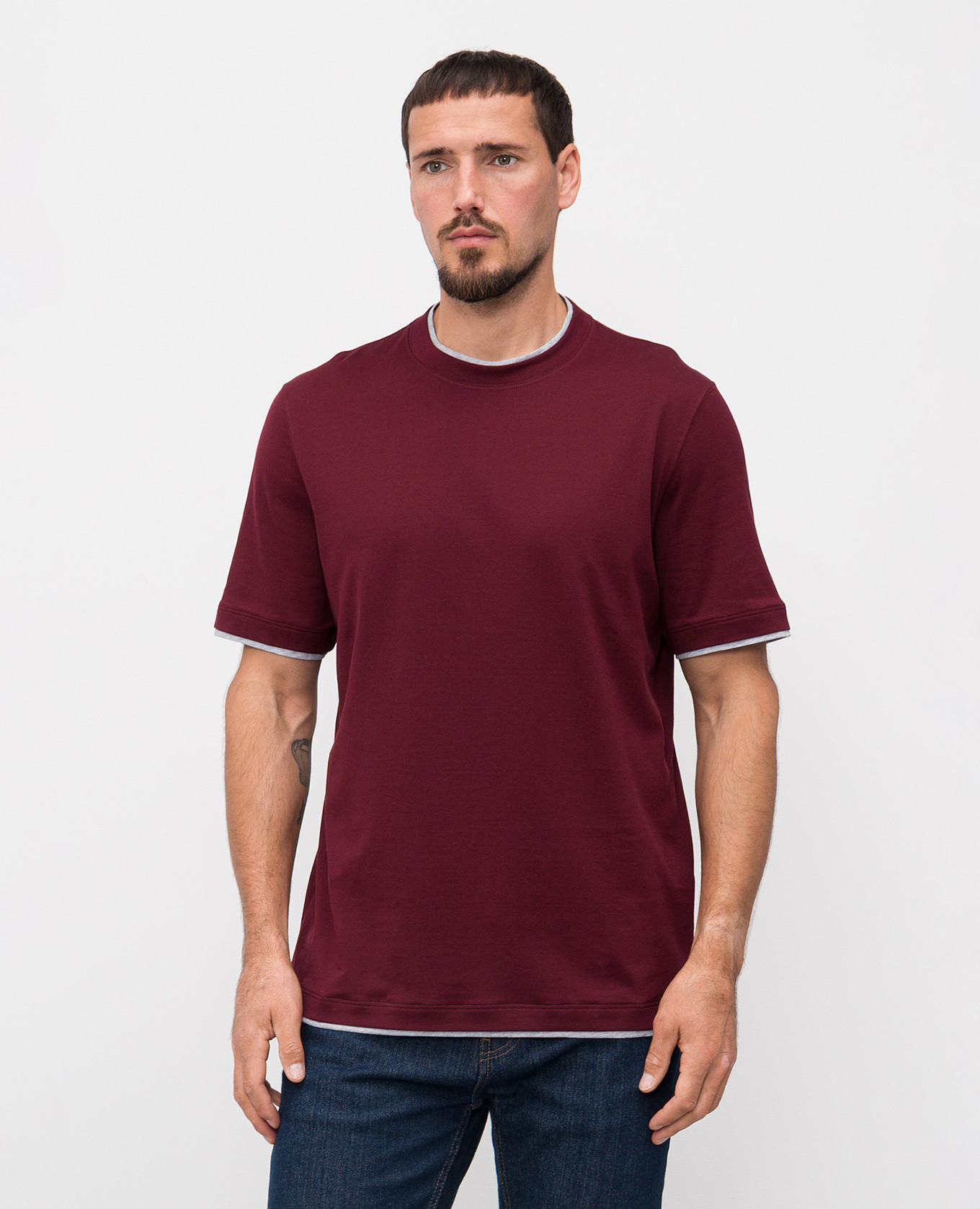 

Burgundy layered T-shirt Brunello Cucinelli