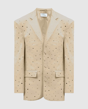 Giuseppe Di Morabito Milano Beige jacket with crystals 02SSJA072FM02237