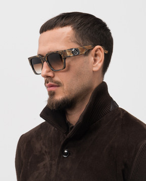 Stefano Ricci Brown Voyager Buffalo Horn Sunglasses SG40UHORN