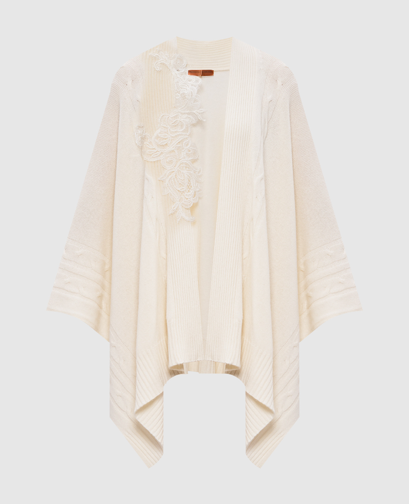 White wool and cashmere poncho with lace Ermanno Scervino Life