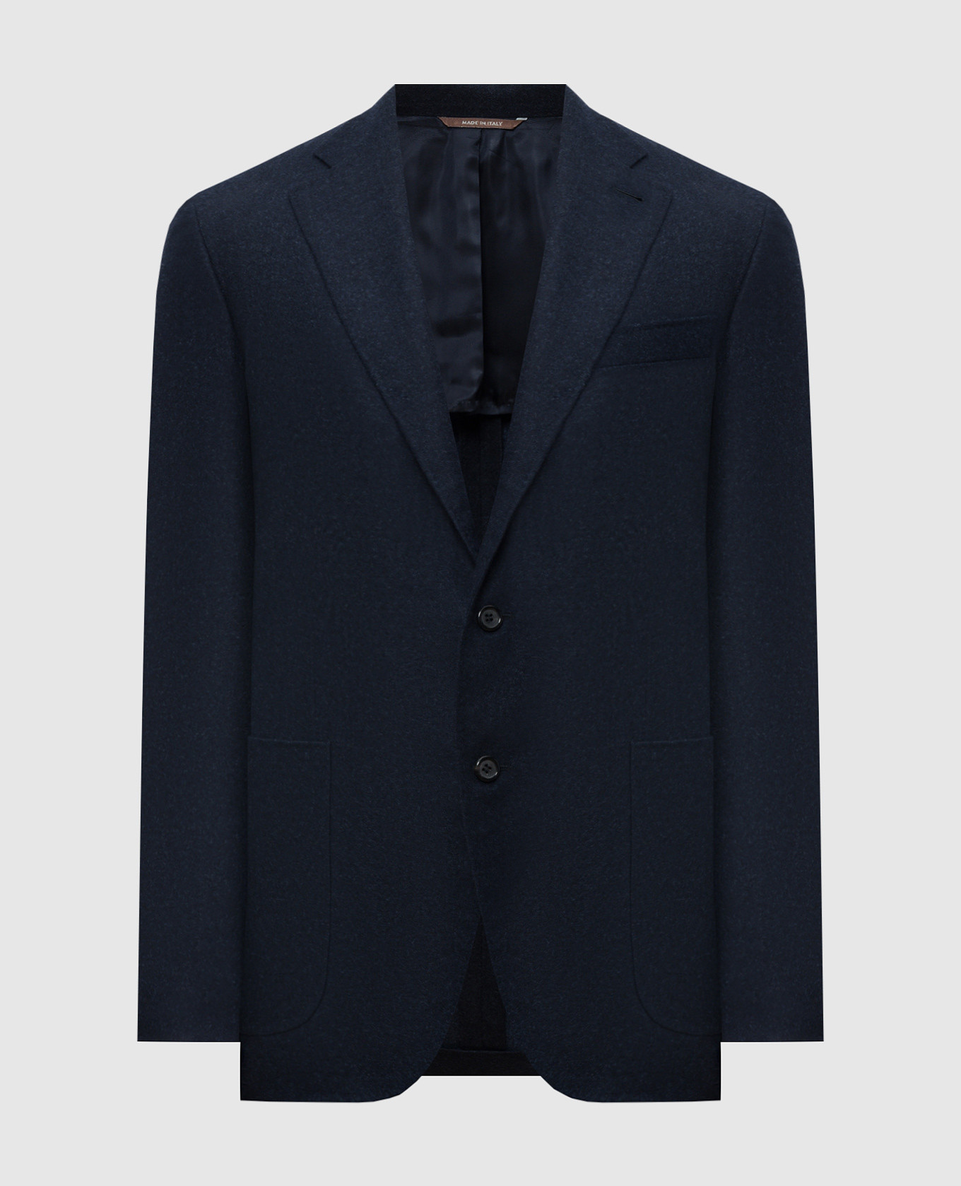 Blue wool jacket with logo patch Canali