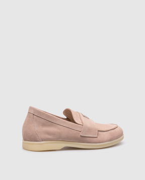 Babe Pay Pls Beige suede loafers with logo plate 2181081432V