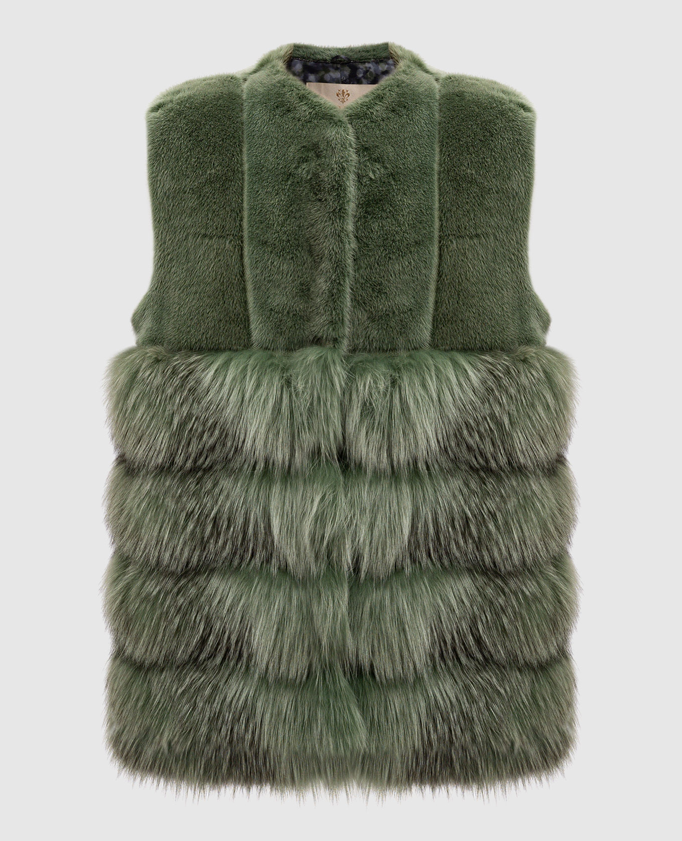 Green vest made of mink and fox fur