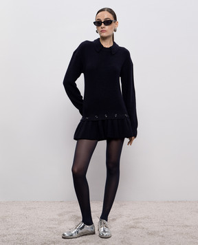 Rokh Blue menrino wool sweater with removable peplum R3CA104