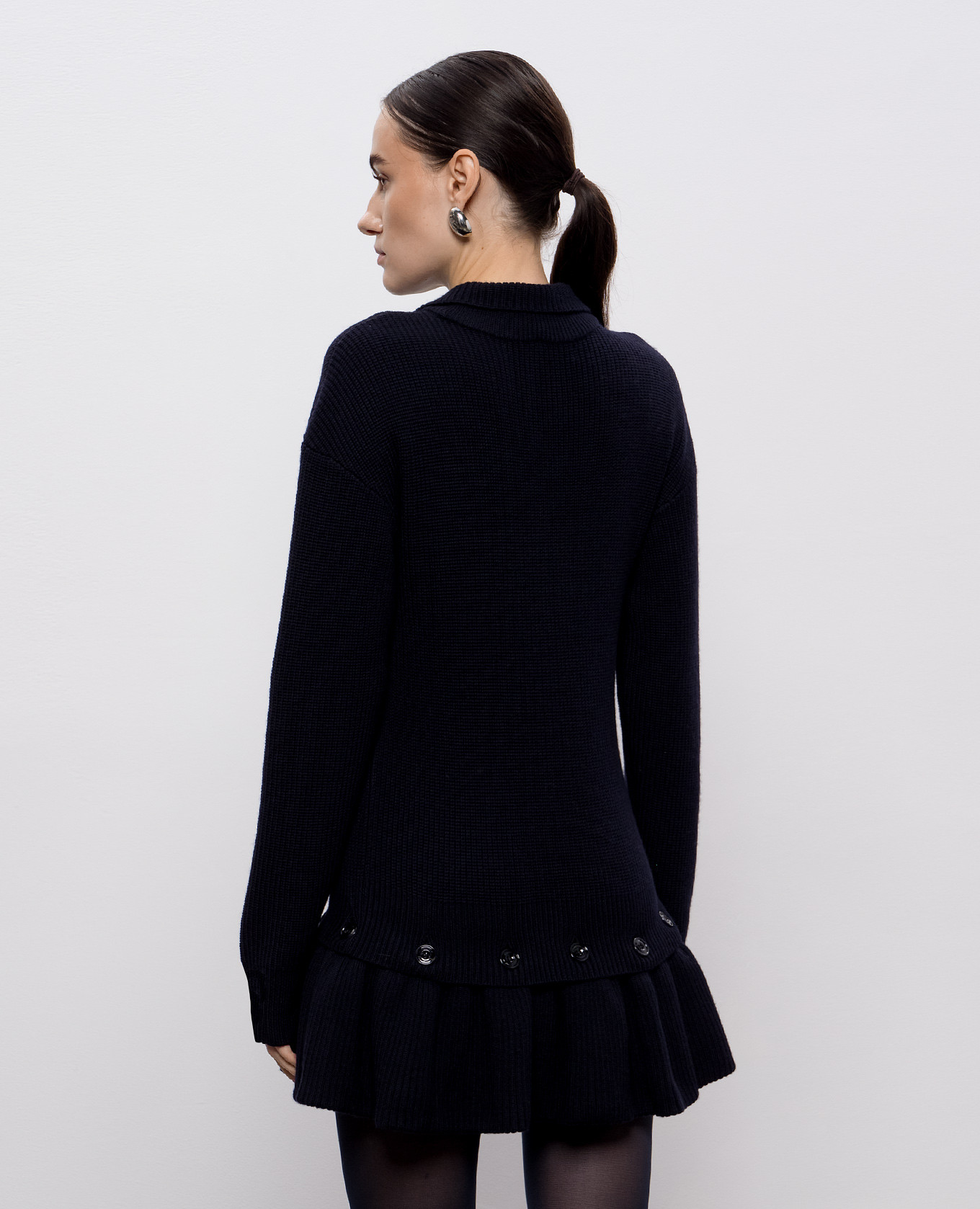 Blue menrino wool sweater with removable peplum Rokh 4