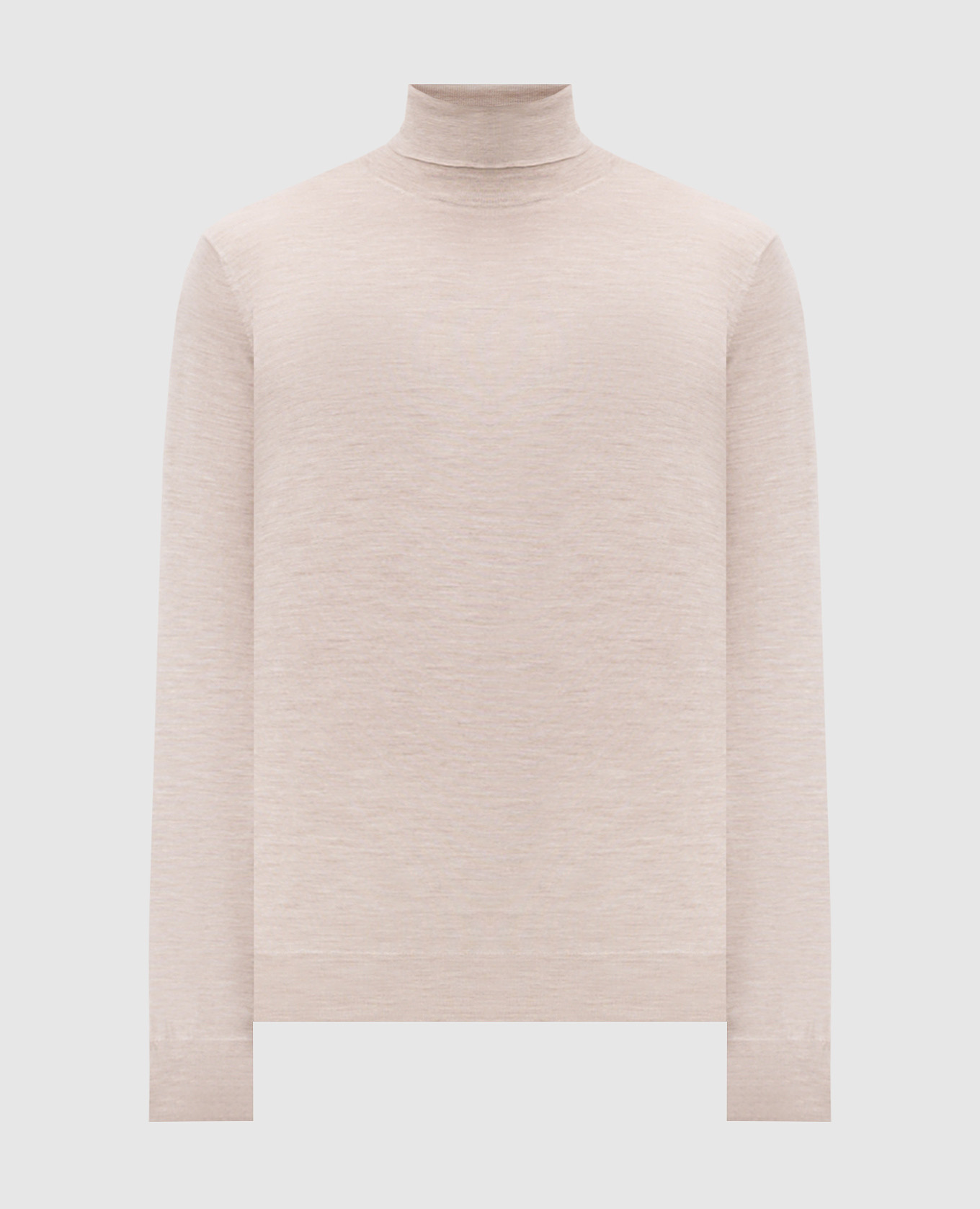 Beige melange wool and cashmere turtleneck Brunello Cucinelli