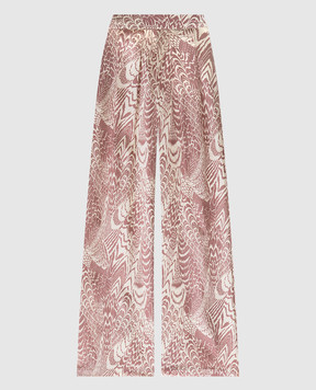 Momoni Pink BOTO silk pants with floral print 255MMOPA012255MO25