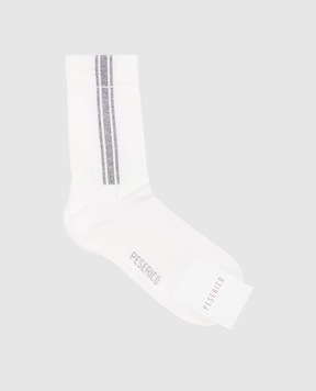 Peserico White ribbed socks with lurex S41063C0CC505