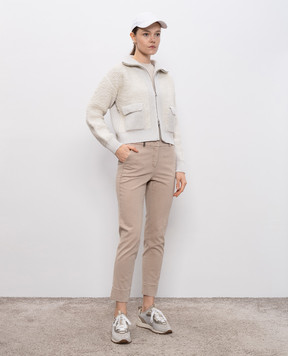 Peserico Beige pants with brand patch A04718L5107963