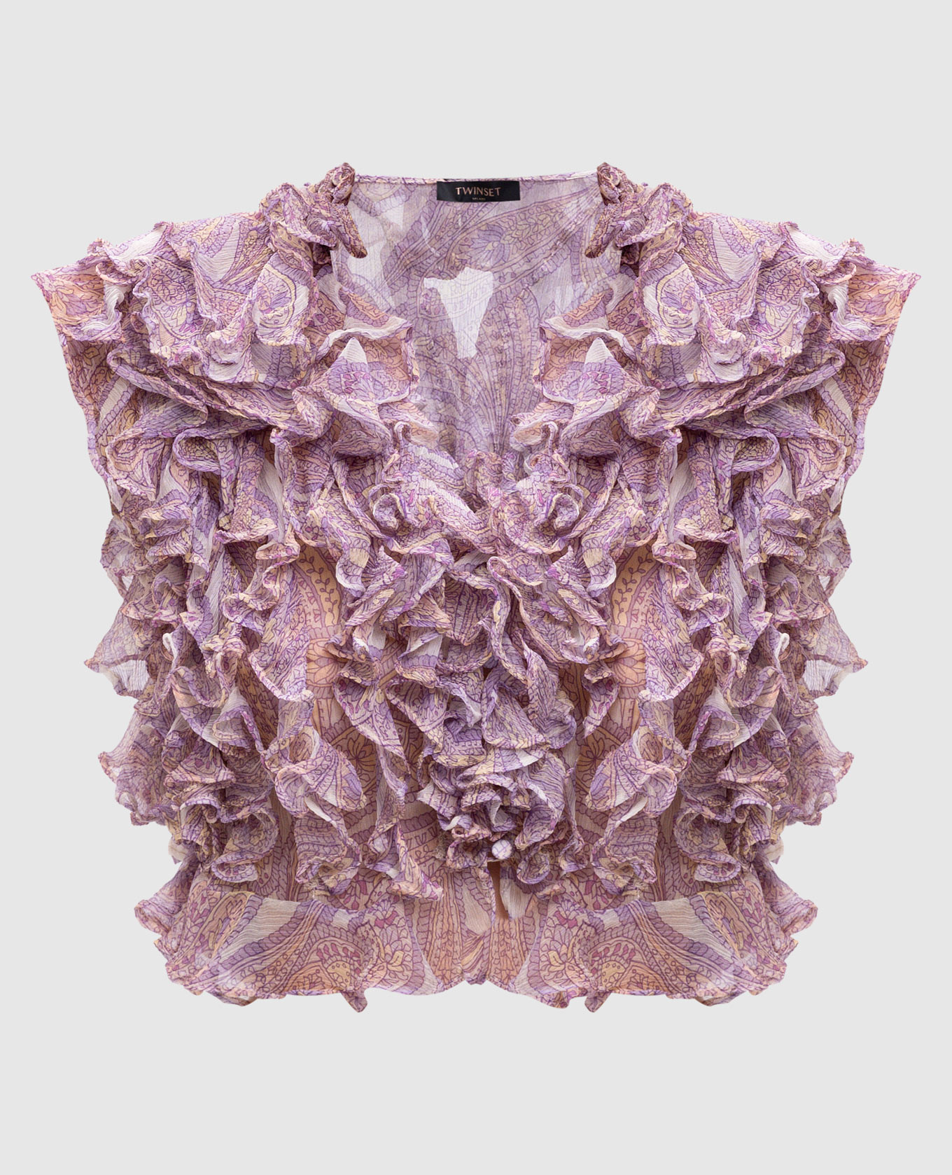 

Purple silk blouse with ruffles Twinset, Violet
