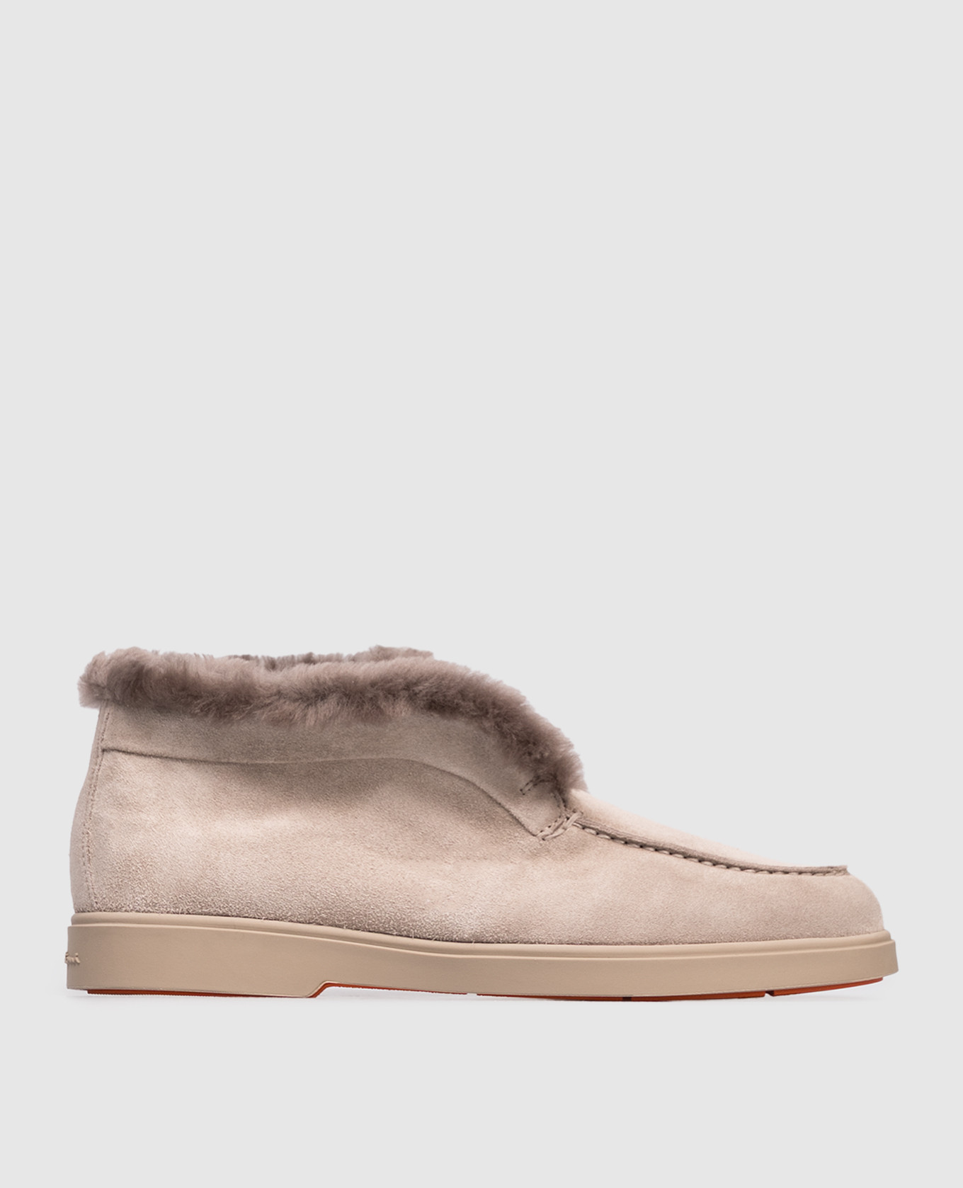 Gray suede deserts with fur Santoni