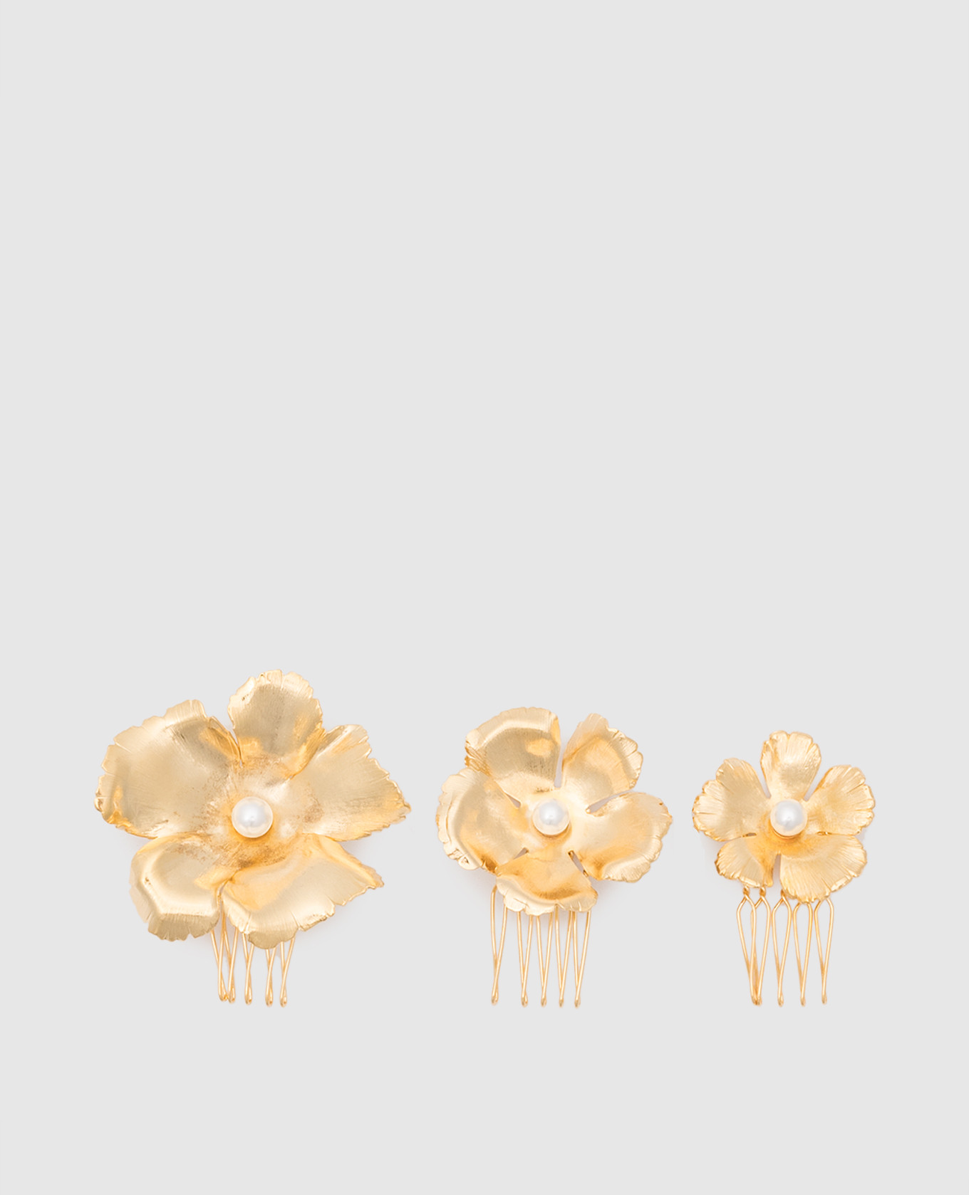 

Eden Floral Pearl 14K Gold Plated Hair Comb Set LELET NY, Golden
