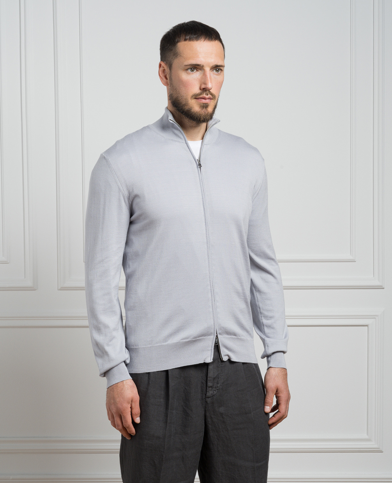 Gray cardigan with silk and cashmere Cashmere&Whiskey 3