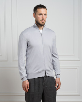 Cashmere&Whiskey Gray cardigan with silk and cashmere FS08