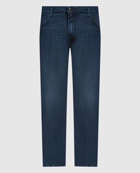 Stefano Ricci Blue jeans with leather logo patch MST42B2211T0042