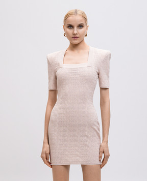 Balmain Beige Labyrinth patterned sheath dress EF1R6135KI02