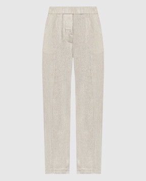 Peserico Beige corduroy pants with lurex E0403601595
