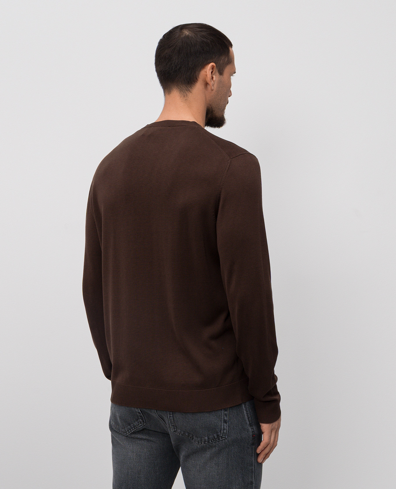 Brown silk jumper with emblem ISAIA 4