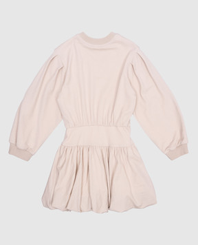 Brunello Cucinelli Children's beige dress made of wool with an appliqué B0R25A314B