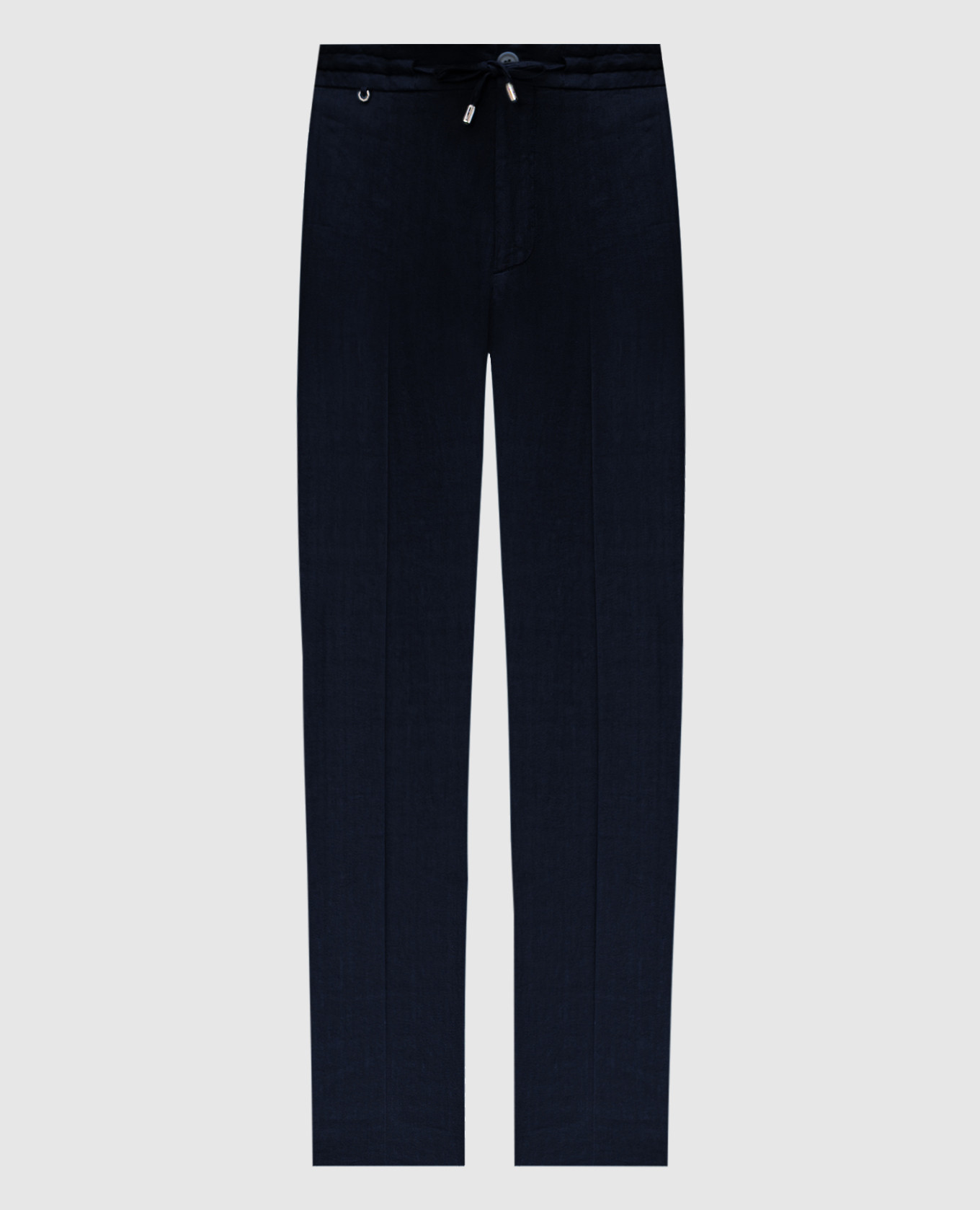 

Blue linen pants with metal logo emblem Stefano Ricci