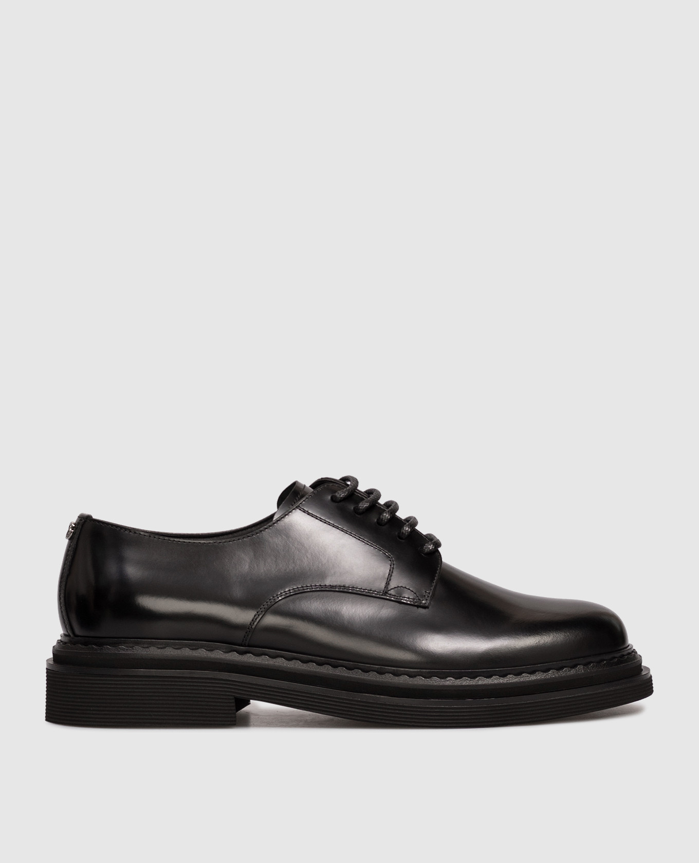Black leather glossy derby shoes Dolce&Gabbana