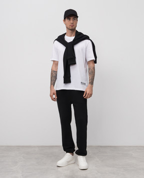 Balmain Black joggers with logo print FH1OB340BD04