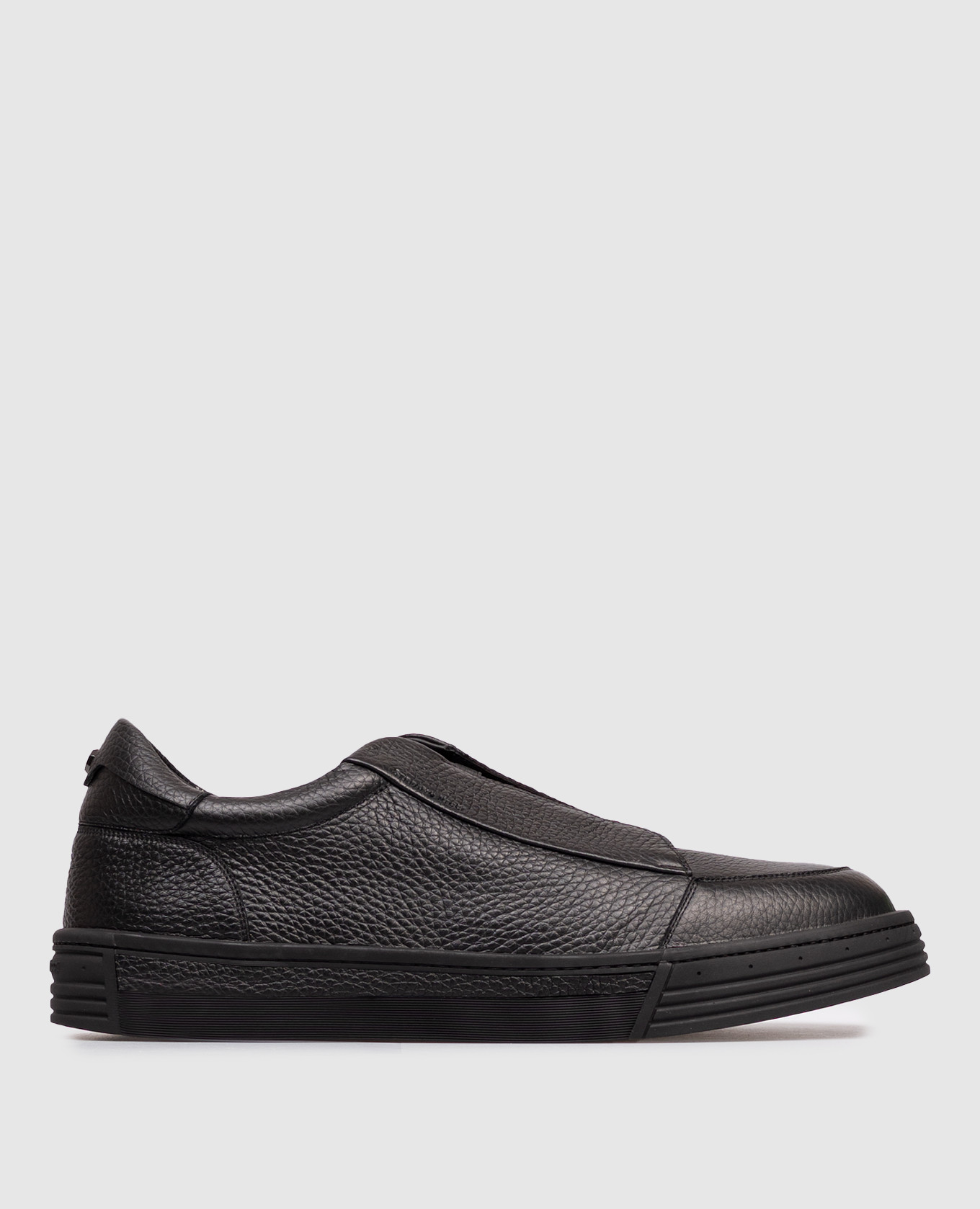 Black leather sneakers with emblem Stefano Ricci
