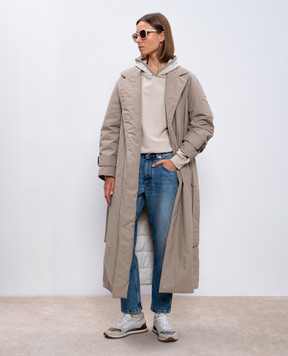 Brunello Cucinelli Beige hoodie with monil chain MN05NHR209