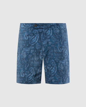 Brunello Cucinelli Blue Paisley Print Swim Shorts MW842044