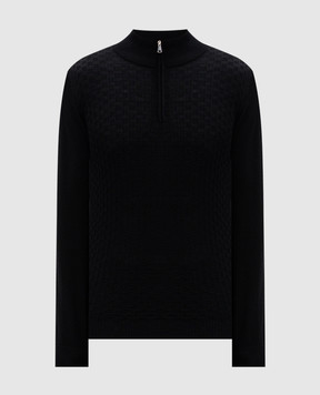 Cashmere&Whiskey Black jumper made of merino wool in a pattern CH077