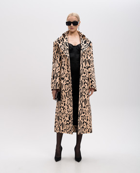 Max Mara Sportmax Beige double-breasted coat GREMBO in animal print GREMBO