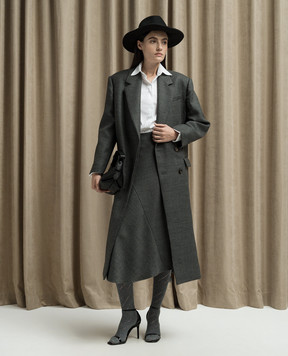 Brunello Cucinelli Gray wool coat with monil chain MD5739860P