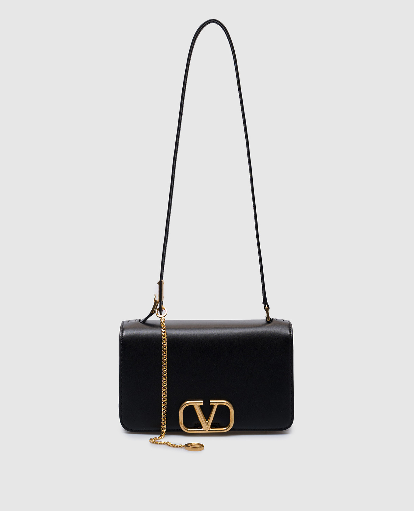 

VLogo Signature Black Leather Messenger Bag Valentino