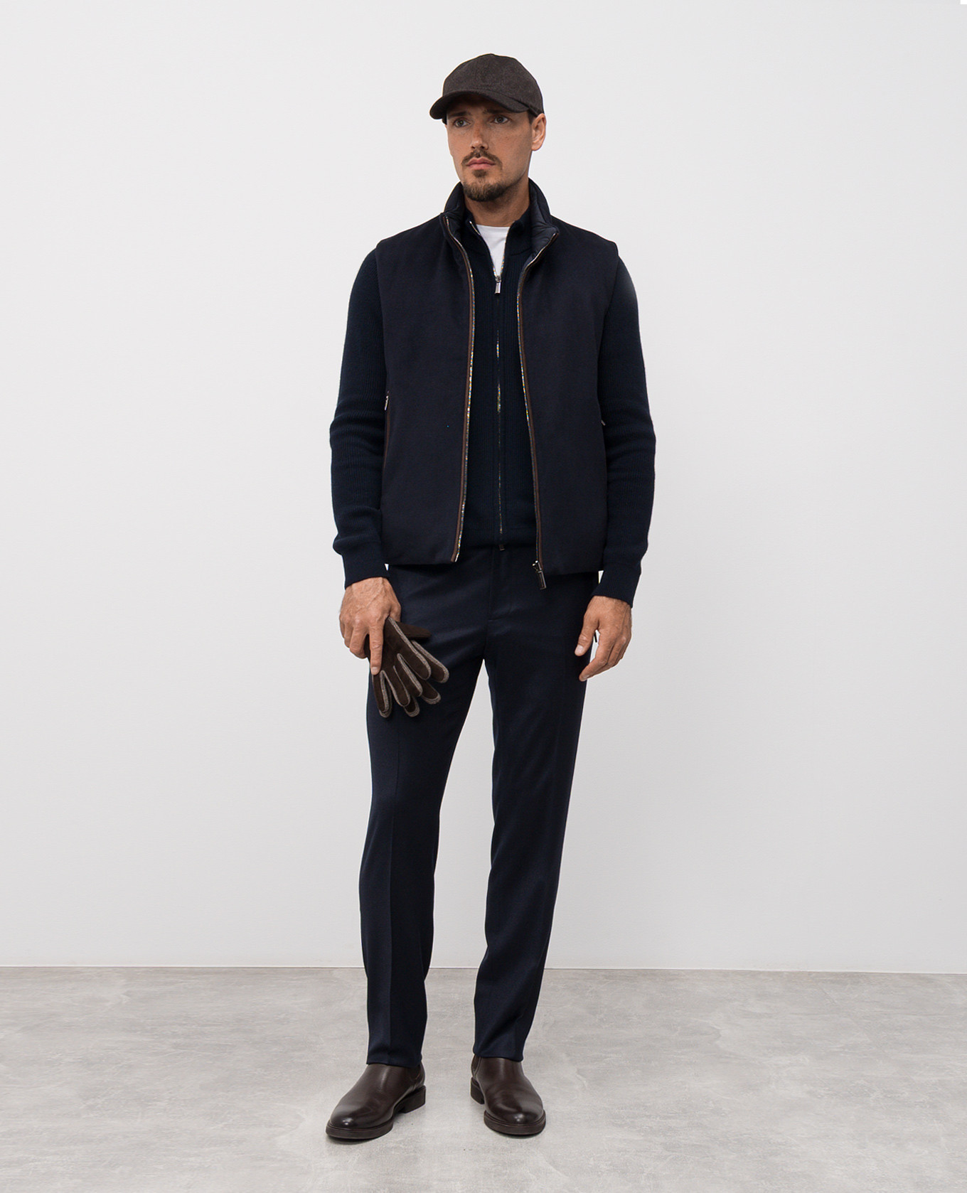 DEAN blue wool and cashmere cardigan MooRER 3