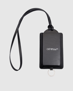 Off-White Black leather case with logo print OMNH01AC99LEA001